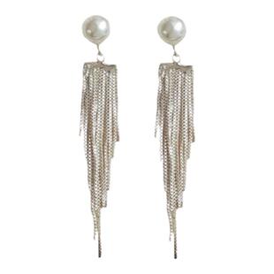 珍珠长流苏耳饰高级感简约气质耳环2026新款爆款无耳洞蚊香盘耳夹