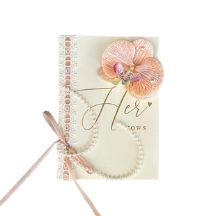 原创多巴胺色系蝴蝶兰新郎新娘婚礼宣誓致辞本卡片结婚手写誓言卡