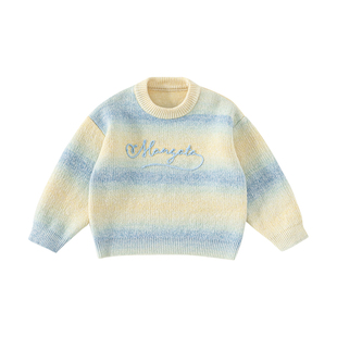 INSbobo女童毛衣春秋季新款儿童上衣洋气渐变毛线衣男童衣服童装