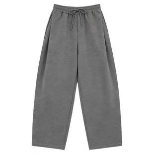 INKNOTS简约复古运动休闲加绒弯刀卫裤男女美式慵懒松弛感阔腿裤