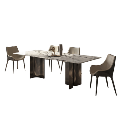 广巢极简轻奢大理石面餐桌椅组合