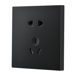 家用黑色大板开关面板一开带五孔电源插座多孔86型墙壁暗装单双控