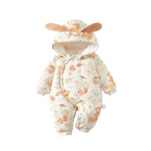 婴儿衣服夹棉保暖婴幼儿连体衣冬季加厚棉服宝宝外出服冬装纯棉男