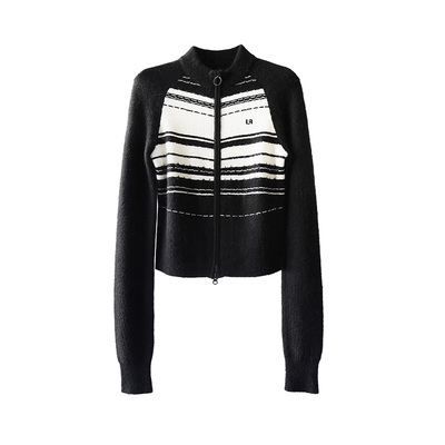 lapargay拉链开衫针织衫