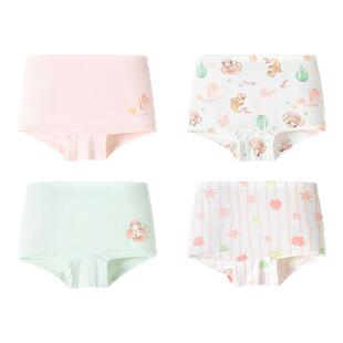 巴拉巴拉儿童内裤棉平角四角短裤女童防走光宝宝莫代尔柔软四条装