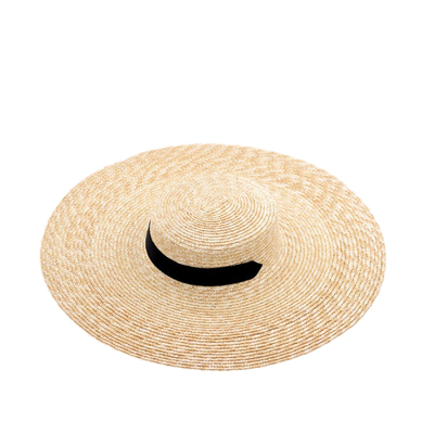 度假帽子草帽女·系绳法式大檐