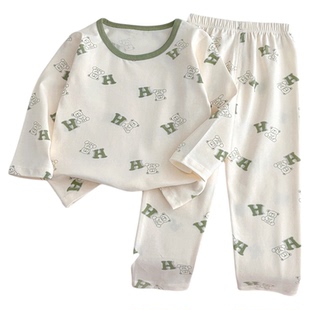 儿童秋衣秋裤男童春秋新款保暖内衣套装宝宝纯棉a类睡衣家居服薄A