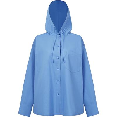 本来BENLAI女士连帽抽绳衬衫休闲宽松衬衣2026春季新款BNT260002