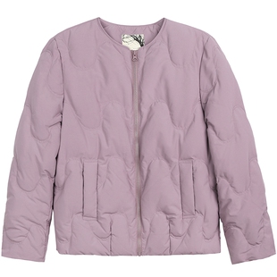 布景羽绒服女2025年冬季新品简约圆领纯色宽松白鹅绒短款外套0961