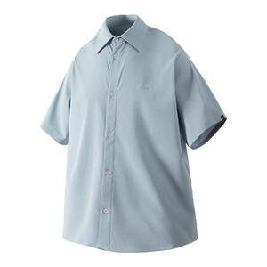 Sinrcrew户外凉感速干轻薄透气网格抗皱复古素色宽松休闲短袖衬衫