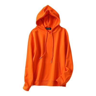 2024年新款时尚宽松休闲橘色连帽卫衣女春秋薄款短款外套女秋冬