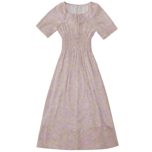 Missonep蝉【桃落】镂空串珠领设计款收腰连衣裙夏季女装新款