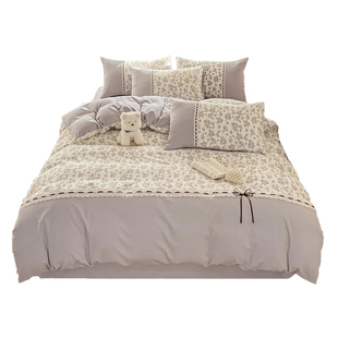 法式田园风床上用品四件套碎花被套罩非全棉纯棉床单床笠款三件套