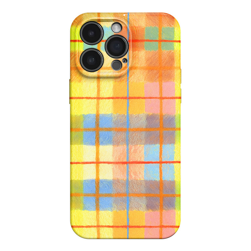 彩虹格纹 多巴胺彩色适用苹果iphone17手机壳华为pura70小米15荣耀x50红米k80高级小众vivox200新款一加ACE5