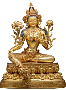 绿度母佛像密宗纯铜鎏金密宗供奉