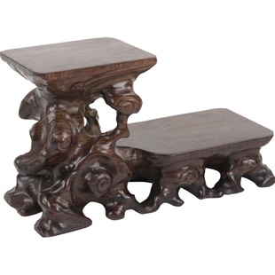 树林丰红木工艺品黑檀木高低根雕底座茶壶底座小摆件奇石玉器木托