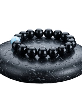 2026普陀山黑曜石海蓝宝手串女