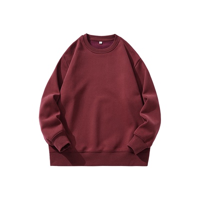 美式高端360g重磅枣红色卫衣男士