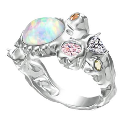 欧泊戒指女泫雅同款彩色婚戒