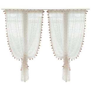 免打孔一整套彩虹糖豆纱帘飘窗儿童房卧室2025新款内开窗梦幻窗帘