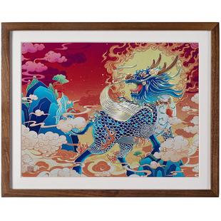 铜师傅 手工錾刻 铜雕画 《麒麟呈祥(桌面)》书房办公室装饰画