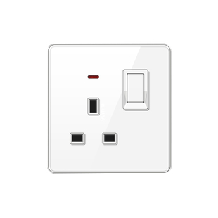 外贸插座USB带type-c快充开关面板LED指示灯墙壁电源钢化玻璃白色