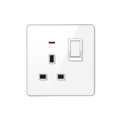 LED开关插座USB面板钢化玻璃白色