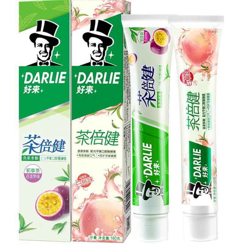 DARLIE好来(原黑人)牙膏茶倍健初萃茶两种口味160g*2去渍清新口气 口膏实拍商品图
