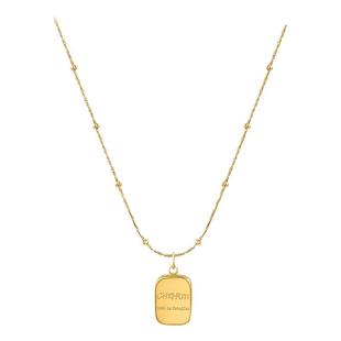 金色小方砖钛钢项链女款轻奢小众2026新款高级感毛衣颈链秋冬配饰