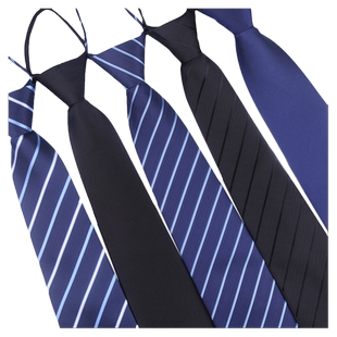 领带男正装男士商务蓝红黑懒人西装衬衫免打拉链式结婚新郎高级感