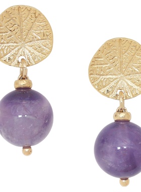 法国品牌Nature Bijoux 优雅微光系列叶脉纹天然石耳饰设计感耳环