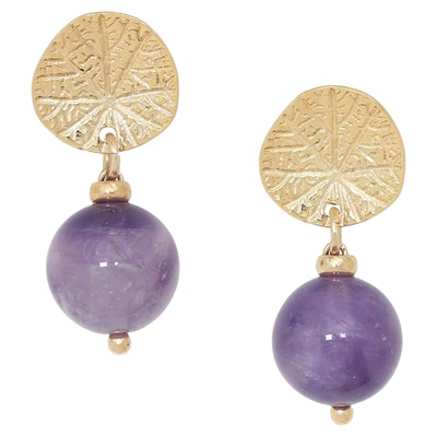 法国品牌Nature Bijoux 优雅微光系列叶脉纹天然石耳环