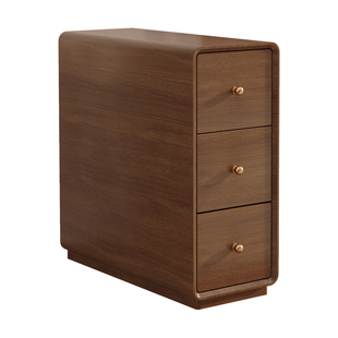 全实木沙发边几柜小桌子中古风小户型客厅可移动极窄侧边柜茶几桌