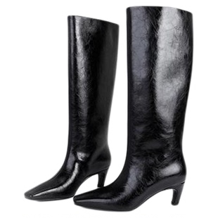 MantenerGran秋冬靴子女长筒靴真皮高筒骑士靴黑色高跟靴 MG女鞋