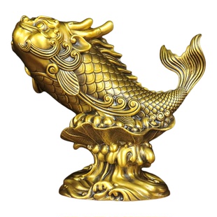 纯铜龙鱼鳌鱼龙头鲤鱼化龙鲤鱼跃龙门金鳞变龙家用书房办公室摆件