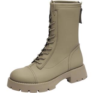 【品牌清仓特惠】红蜻蜓女鞋弹力靴厚底马丁靴显瘦百搭靴子长筒靴