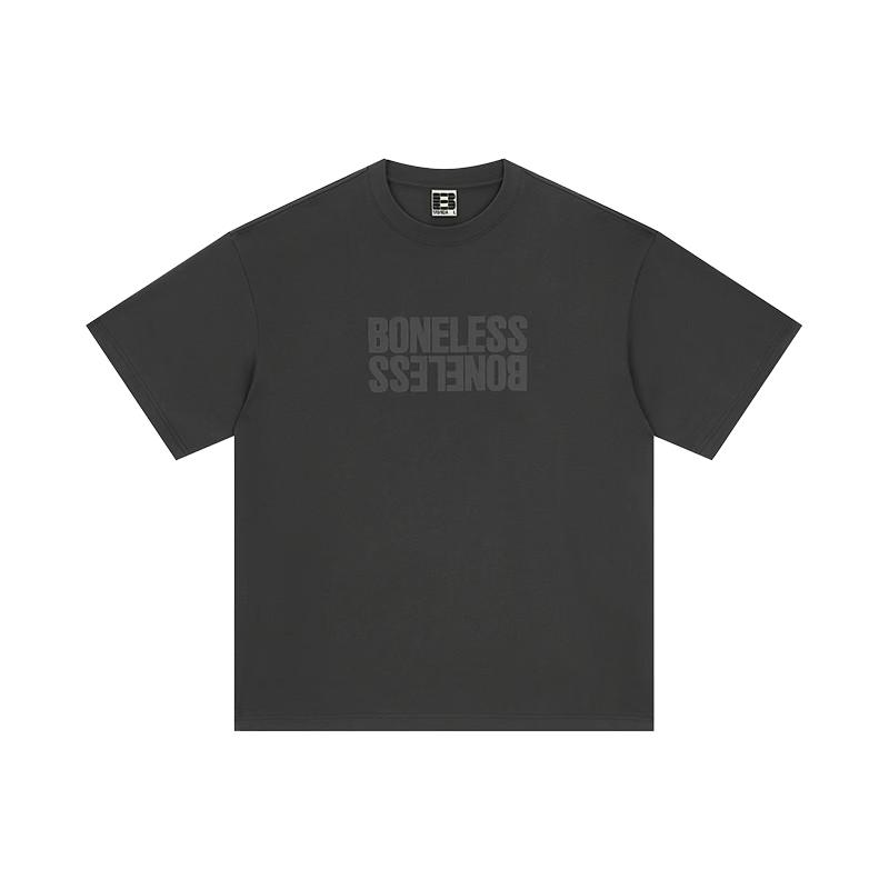 BONELESS基础正反logo厚板印花短袖T恤美式高街男女纯棉夏季tee