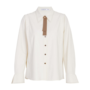 婉甸2025年秋季新品奶油米长袖衬衫时尚衬衣职业装上衣1243S07MD3