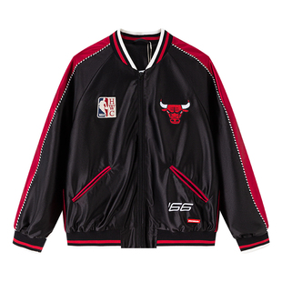 SprayGround丨NBA HWC联名公牛球队缎面棒球服外套男美式潮牌外套