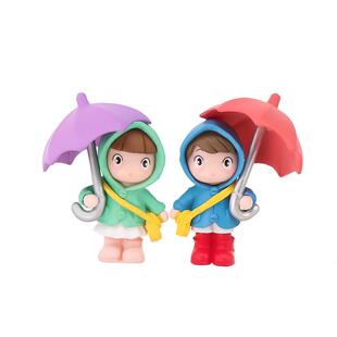 汽车撑伞情侣小摆件创意可爱治愈卡通车内中控台后视镜装饰品大全