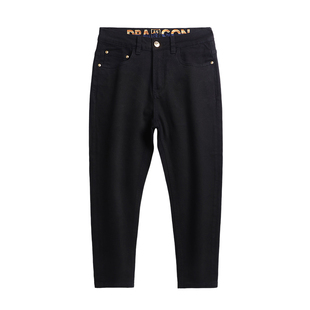 纯黑色八分牛仔裤男款2025新款弹力修身直筒矮个子哈伦小脚九分裤