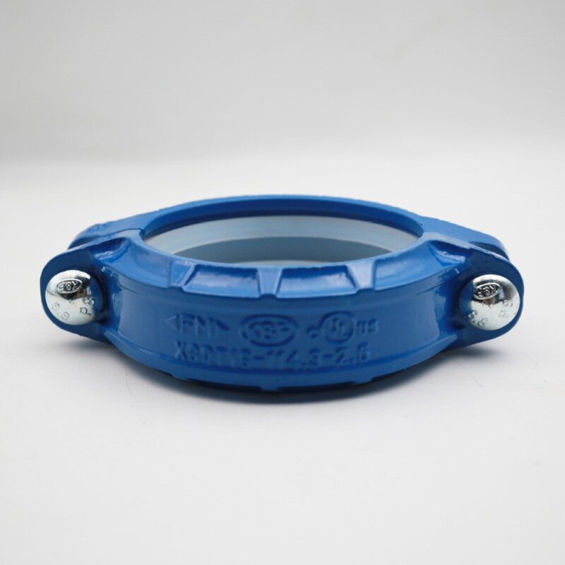 17刚性卡箍饮用水管道蓝色刚抱卡管件DN165钢沟槽管卡卡箍DN89铸