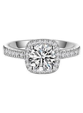 抖音胖东来同款爆闪小方糖莫桑石钻戒s925纯银女款百搭戒指1克拉