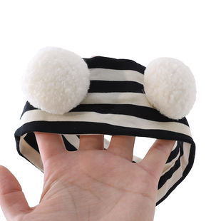 婴儿护头囟门帽子夏季韩系条纹纯棉发带可爱新生男女宝宝遮脑门帽