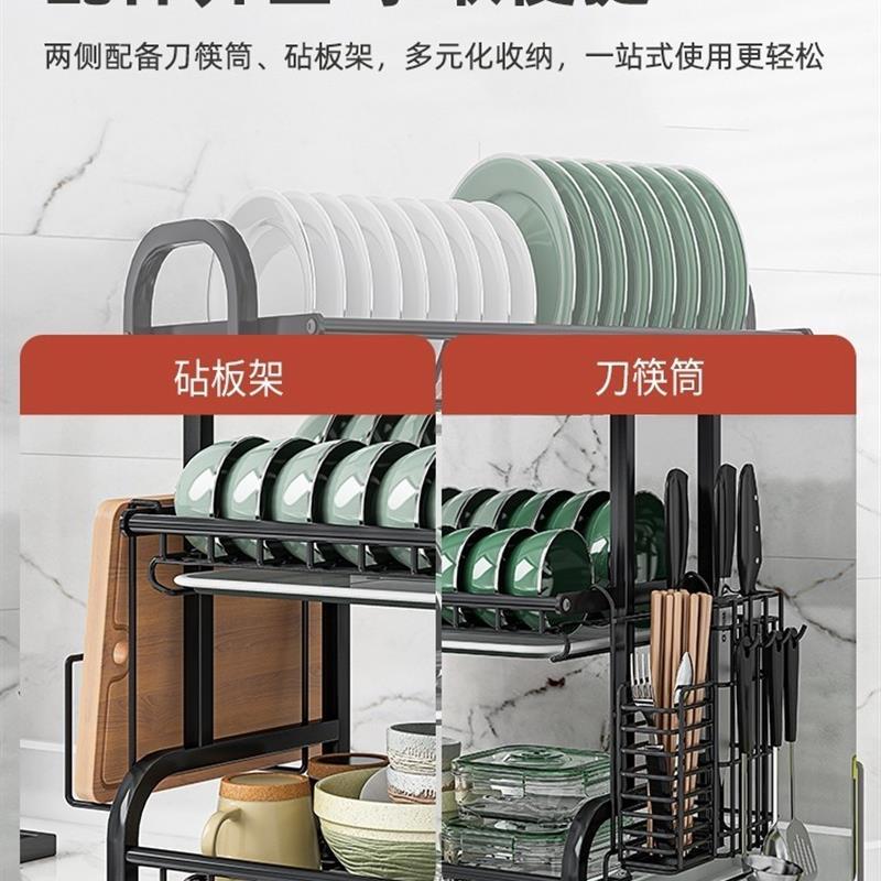 304不锈钢碗架厨房置物架放碗双层台面碗盘收纳架碗碟碗筷沥水架