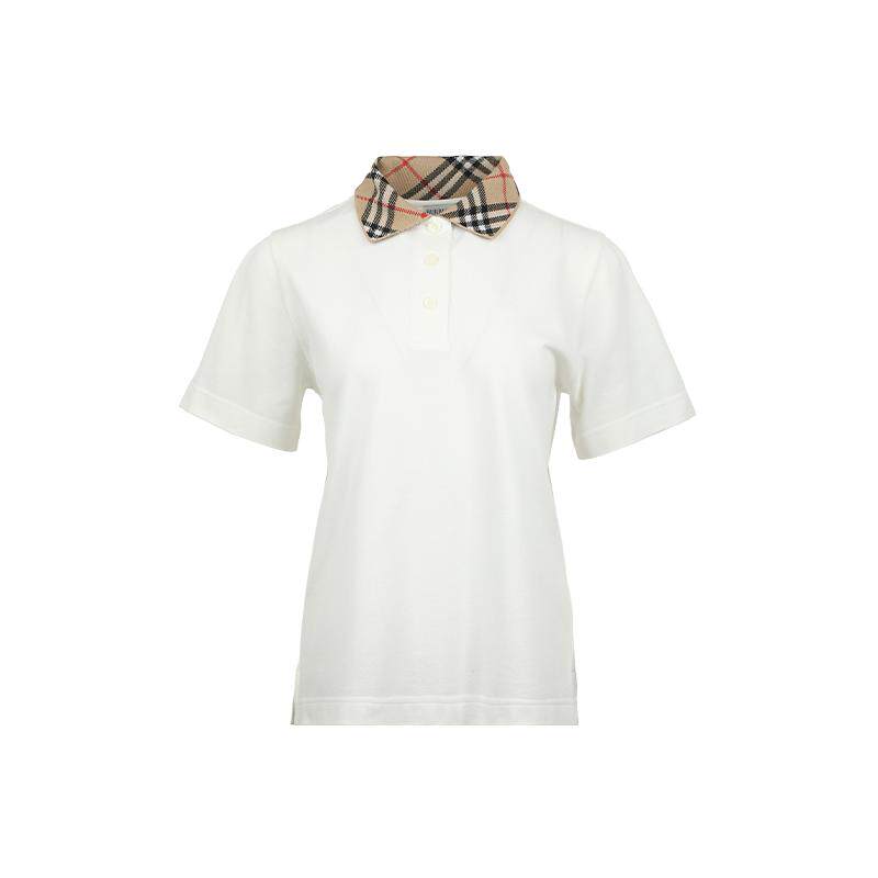 【自营】BURBERRY/博柏利女士SS26格纹Polo翻领宽松短袖女装T恤