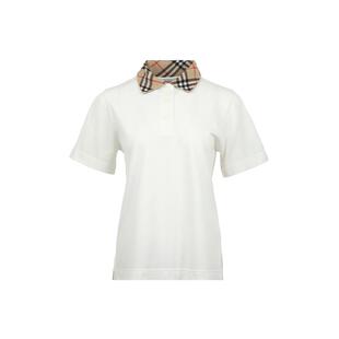 【自营】BURBERRY/博柏利女士SS26格纹Polo翻领宽松短袖女装T恤
