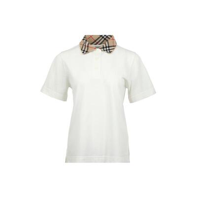 【自营】BURBERRY/博柏利女士SS26格纹Polo翻领宽松短袖女装T恤