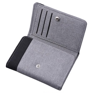 三折帆布钱包男学生短款小皮夹证件卡包多卡位竖款年轻人轻薄钱夹