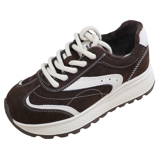 诗路花语女鞋2025冬超轻真皮休闲运动鞋大码加绒保暖棉鞋221-561